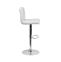 Quilted Vinyl Swivel Adjustable Height Barstool With Chrome Base