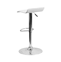 Solid Wave Seat Vinyl Adjustable Height Barstool With Chrome Base
