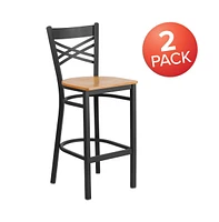 2 Pack "X" Back Metal Restaurant Barstool