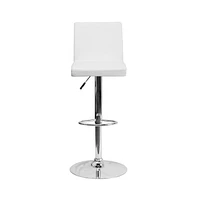 2 Pack Contemporary Vinyl Adjustable Height Barstool With Panel Back And Chrome Base
