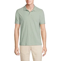 Lands' End Men's Short Sleeve Slub Johnny Collar Polo