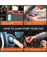 Alpha Digital Portable Car Jump Starter: 800A Peak- 10,000mAh 6.0L Gas/3.0L Diesel