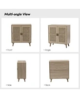 Hulala Home Accent Storage Rattan Cabinet Cupboard Console Table for Dining Room