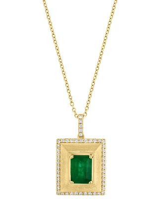 Effy Emerald (1-3/8 ct. t.w.) & Diamond (1/5 ct. t.w.) Pyramid Inspired 18" Pendant Necklace in 14k Gold