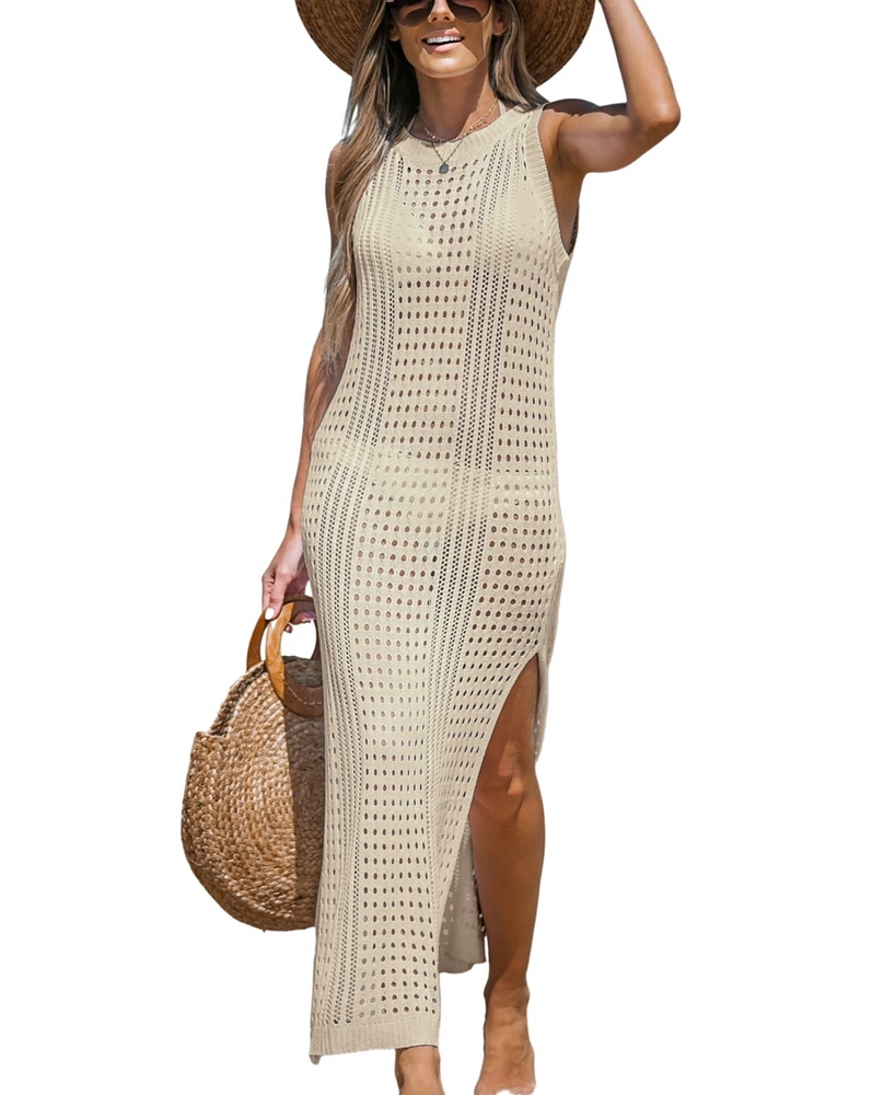 Cupshe Women's Sleeveless Perforated Maxi Cover-Up