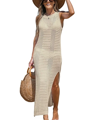 Cupshe Women's Sleeveless Perforated Maxi Cover-Up