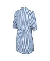 Tommy Bahama Women's Blue/White Kansas City Chiefs Chambray Stripe Cover-Up Shirt Dress