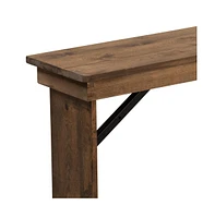 Merrick Lane Antique Solid Pine Folding Farmhouse Style Bench