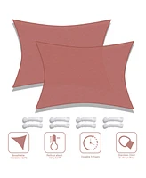 2 Pack 19x13 Ft 97% Uv Block Rectangle Hdpe Sun Shade Sail Canopy Lawn Outdoor