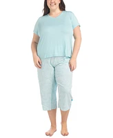 Muk Luks Plus 2-Pc. Coastal Life Cropped Pajamas Set