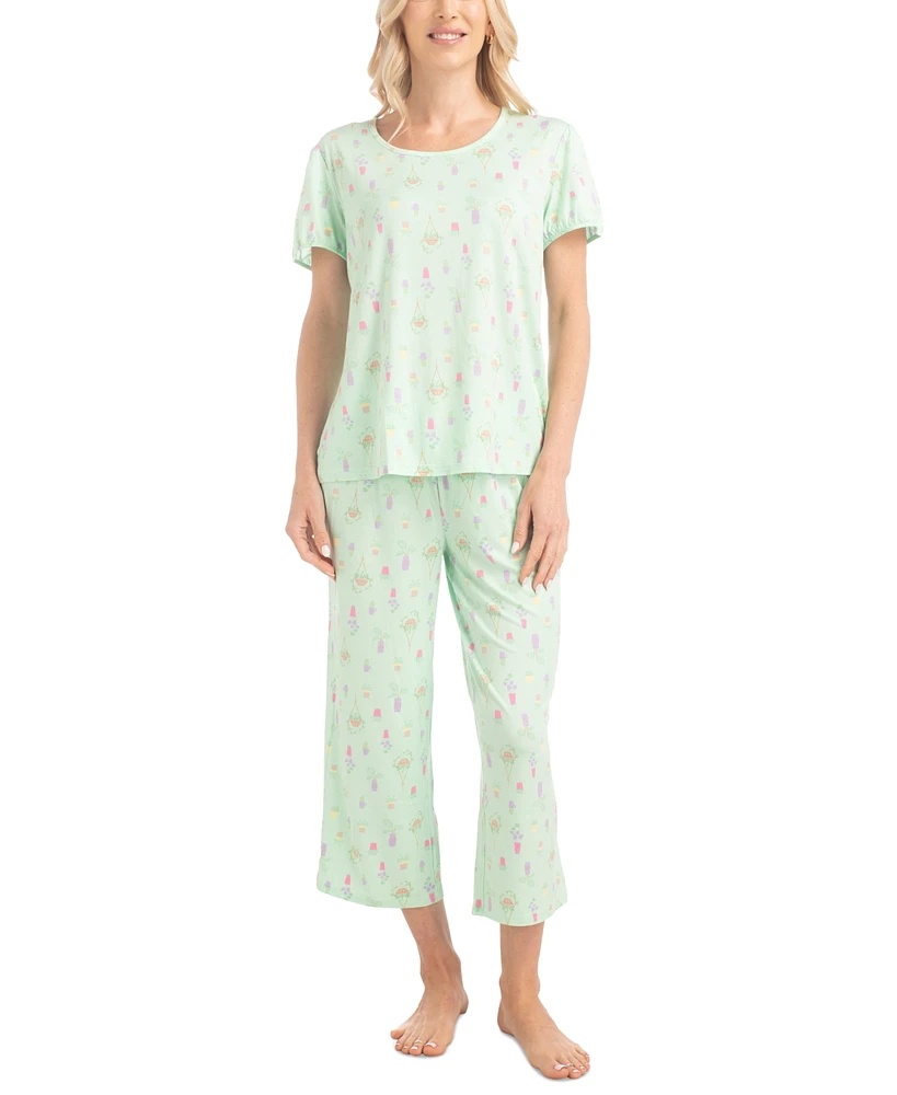 Hanes Women's 2-Pc. Garden Grove Capri Pajamas Set