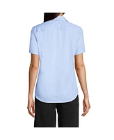 Lands' End Women's School Uniform Short Sleeve Peter Pan Collar Broadcloth Shirt