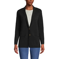 Lands' End Petite Fine Gauge Cotton Button Front Blazer Sweater