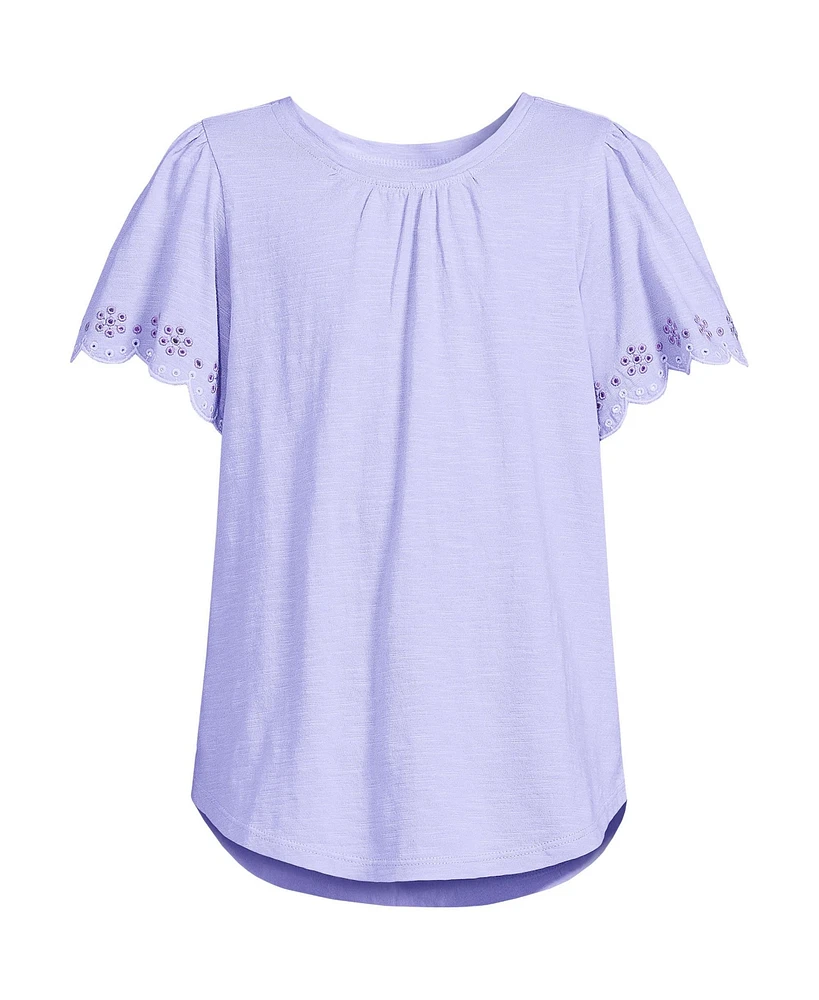 Lands' End Girls Flutter Eyelet Sleeve Top