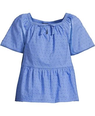 Lands' End Girls Flutter Sleeve Tiered Peasant Top