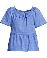 Lands' End Girls Flutter Sleeve Tiered Peasant Top