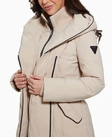 Guess Women's Bibbed Shawl-Collar Hooded Puffer Coat