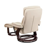 Multi-Position Recliner & Curved Ottoman With Swivel Wood Base