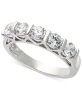 Certified Five-Stone Diamond Band Ring in 14k White Gold (1 ct. t.w.)