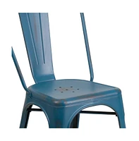 Banks Indoor/Outdoor Stacking Metal Dining Chair With Single Slat Back And Distressed Powder Coated Finish