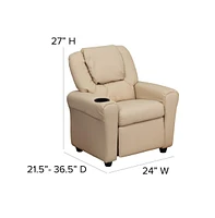 Contemporary Kids Recliner Chair With Cup Holder And Headrest