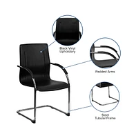 4 Pack Vinyl Side Reception Chair With Chrome Sled Base