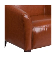 Leather soft Reception/Living Room Loveseat With Cherry Wood Feet