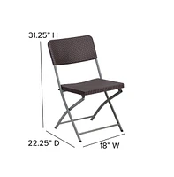 Emma+Oliver 6 Pack Rattan Plastic Folding Chair With Gray Frame