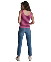 Dkny Jeans Women's Striped Ribbed Knit Tank Top