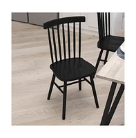 Merrick Lane Torrin Set Of Two Premium Solid Wood Spindle Back Dining Chairs With Saddle Seats And Floor Protectant Felt Pads