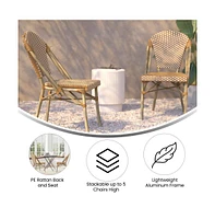 Merrick Lane Celia Indoor/Outdoor Stacking Bistro Chair With Aluminum Frame