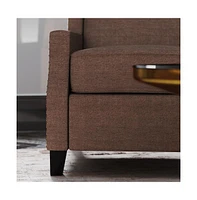 Leeds Fabric Upholstered Easy Push Back Recliner - Classic Wingback Design With Nailhead Accent Trim And Footrest