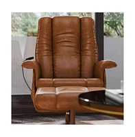 Massaging Multi-Position Recliner And Ottoman With Wrapped Base