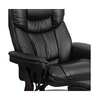 Multi-Position Recliner Chair & Curved Ottoman With Swivel Wood Base