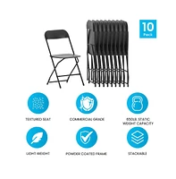 Set Of 10 Stackable Folding Plastic Chairs