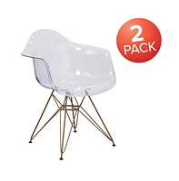 Emma+Oliver 2 Pack Transparent Side Chair With Solid Base