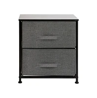 Emma+Oliver 2 Drawer Storage Stand With Wood Top & Dark Fabric Pull Drawers