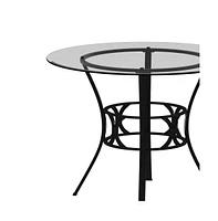 42" Round Glass Dining Table With Metal Frame