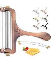 Zulay Kitchen Stainless Steel Wire Cheese Slicer - Adjustable Hand Held Cutter with 2 Extra Wires