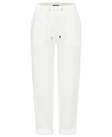 Olsen Women's Lisa Fit Straight Leg 100% Linen Drawstring Pant