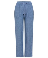 Olsen Women's Lisa Fit Straight Leg 100% Linen Drawstring Pant