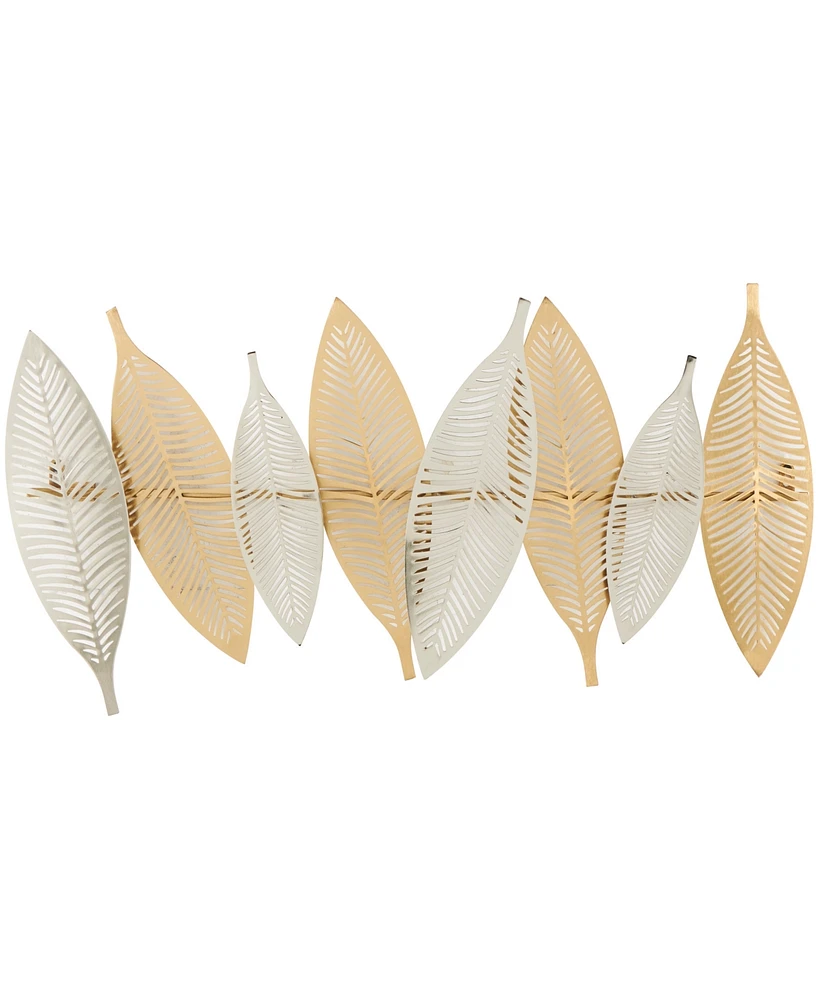 Rosemary Lane Gold Metal Leaf Metallic Wall Decor with Silver Accents, 2" x 32" x 13"