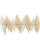 Rosemary Lane Gold Metal Leaf Metallic Wall Decor with Silver Accents, 2" x 32" x 13"