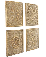 Rosemary Lane Gold Metal Scroll Wall Decor with Embossed Details, Set of 4 17"W, 17"H