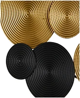 CosmoLiving by Cosmopolitan Gold Metal Plate Overlapping Textured Spiral Wall Decor with Black Accents, 60" x 3" x 26"