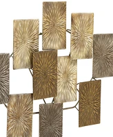 Rosemary Lane Gold Metal Sunburst Carved Overlapping Square Wall Decor, 43" x 3" x 24"