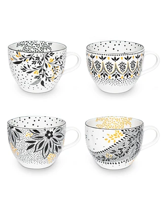 Portmeirion Sara Miller Artisanne Noir Mugs, Set of 4