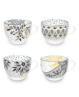 Portmeirion Sara Miller Artisanne Noir Mugs, Set of 4