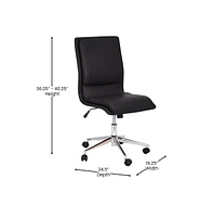 Merrick Lane Artemis Mid-Back Armless Home Office Chair With Height Adjustable Swivel Seat And Five Star Chrome Base