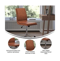 Merrick Lane Artemis Mid-Back Armless Home Office Chair With Height Adjustable Swivel Seat And Five Star Chrome Base
